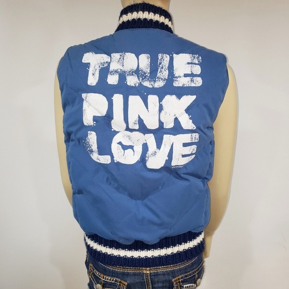 PINK Victoria’s Secret Blue Down Puffer Vest - Picture 2 of 8